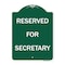 Signmission Designer Series Sign Reserved for Secretary, Green & White Aluminum Sign, 18" x 24", GW-1824-23173 A-DES-GW-1824-23173 - alternate 1